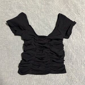 Free People Elegant Black Ruched Women's Top